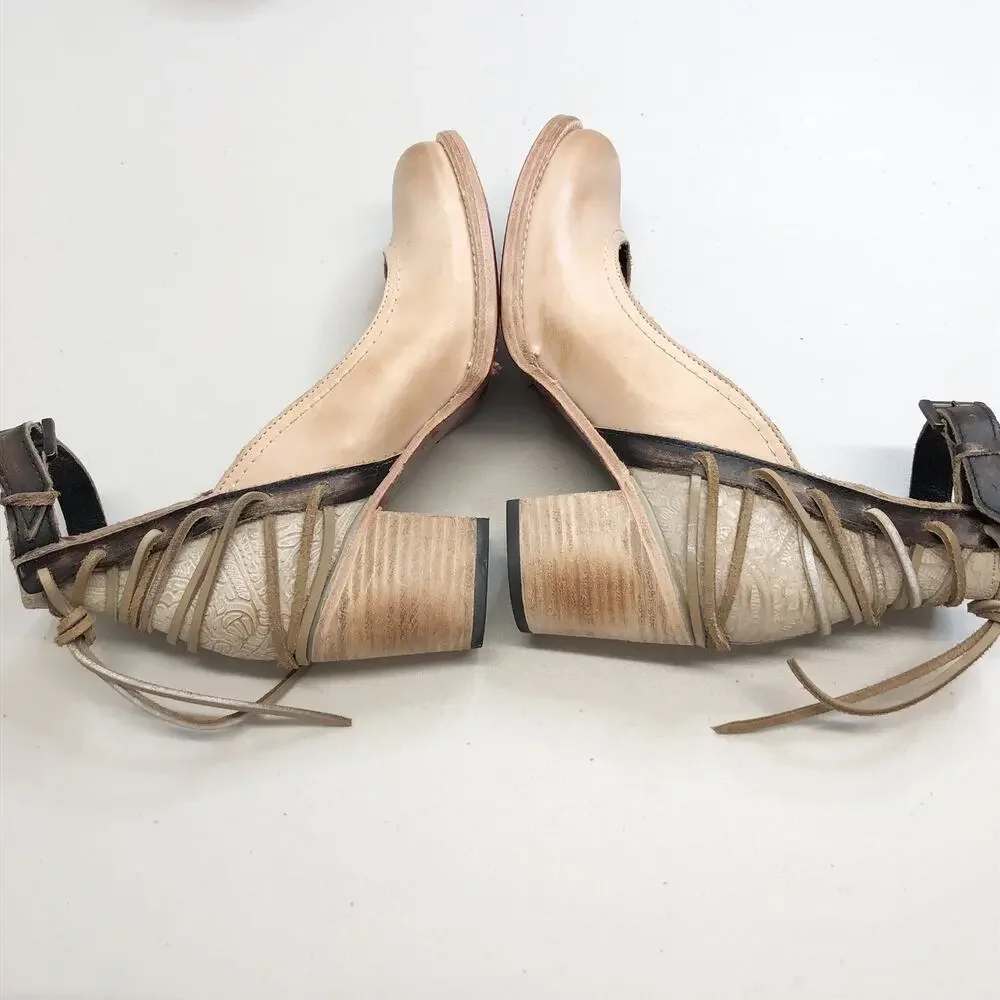 Freebird by Steven Raeanne Mary Jane Heel Boot Taupe Color Ankle Strap Size 8 - Picture 5 of 12